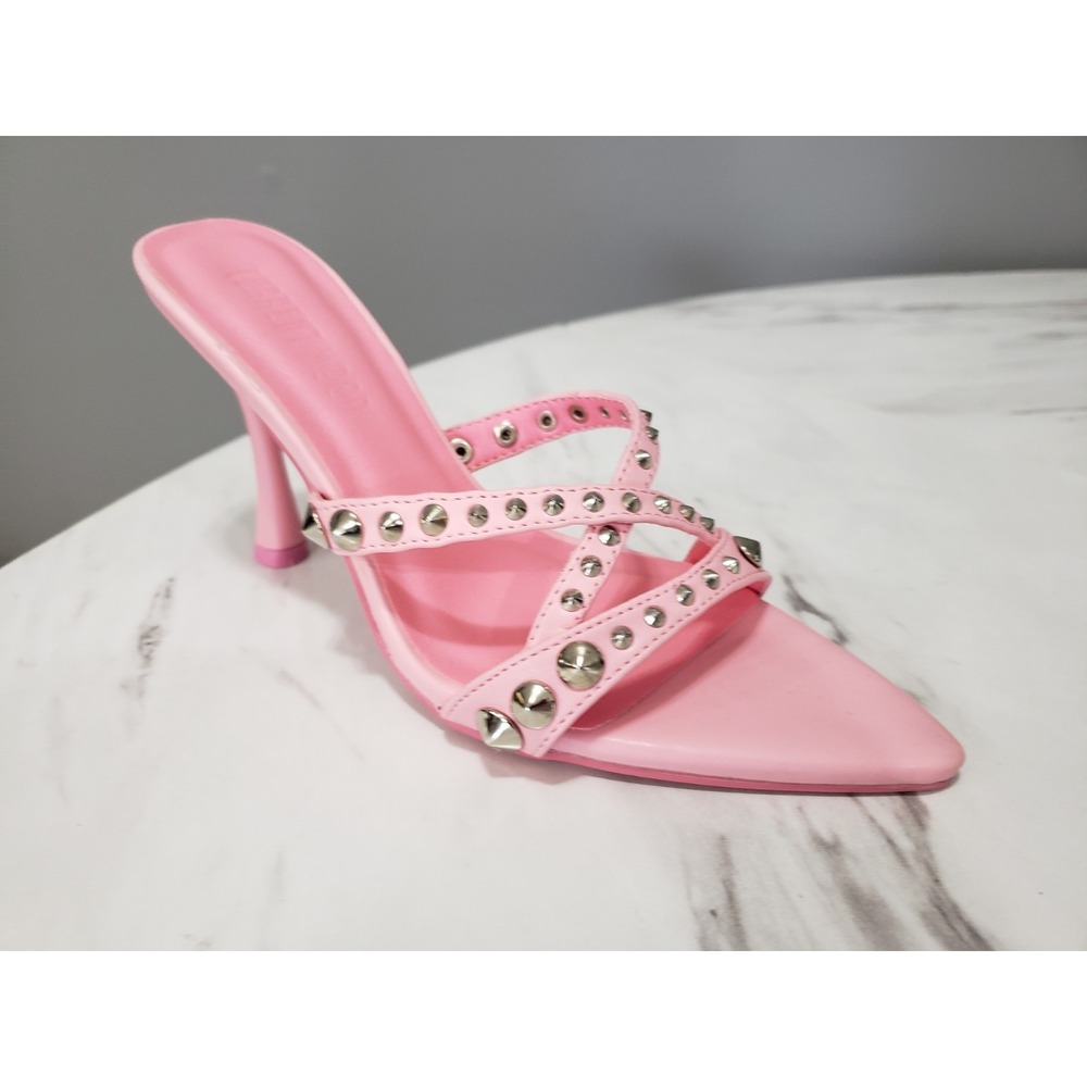 NEW NO BOX DOLLS KILL CURENT MOOD PINK STUDDED HEELS MULES LOLITA COSPLAYโ PUMPS